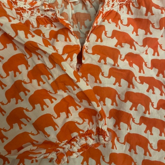 C. Orrico Preppy Girl Top Orange White Elephant Size Large - Picture 4 of 4